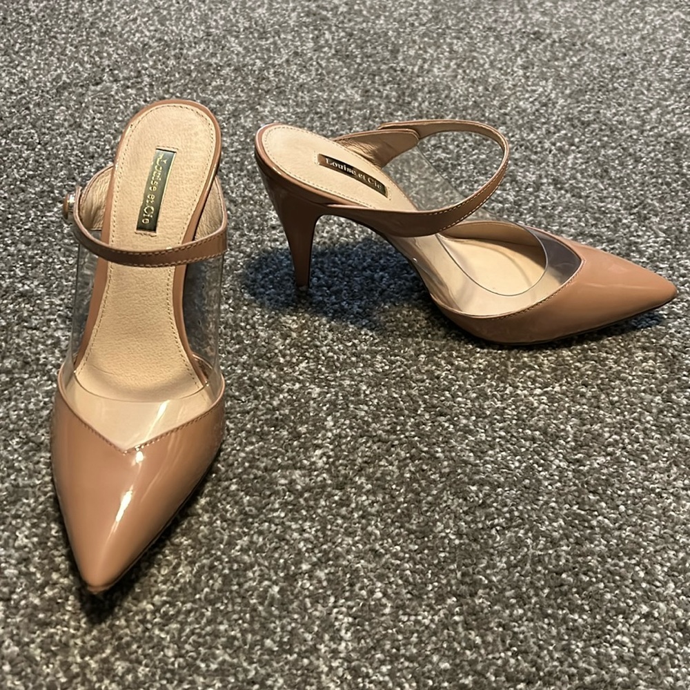 LOUISE ET CIE Rose Petal Patent Leather Mule Heel Slide 39 8.5 Pink